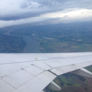 Leaving PDX in the early morning I peer down to see the Columbia River rolling along to the Pacific.